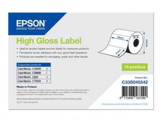 Epson - Die cut high-gloss labels - 76 x 51 mm 610 label(s) ( 1 roll(s) x 610 ) - for TM C3500