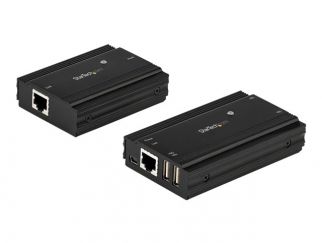 StarTech.com 4 Port USB 2.0 Extender Hub over Single CAT5e/CAT6 Ethernet Cable (RJ45), 330ft (100m), USB Extender Adapter, Externally Powered, 480 Mbps, Metal USB Extender Kit - Power/Link LEDs (USB2004EXT100) - USB extender - USB 2.0 - over CAT 5e/6 - up