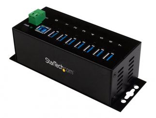 StarTech.com 7-Port USB 3.0 Hub - Metal Industrial USB-A Hub with ESD Protection & 350W Surge Protection - Din Rail, Wall or Desk Mountable - TAA Compliant USB Expander Hub (ST7300USBME) - hub - 7 ports