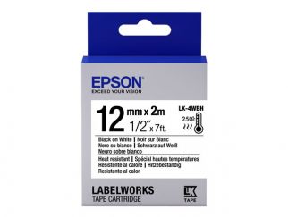 Epson LabelWorks LK-4WBH - Black on white - Roll (1.2 cm x 2 m) 1 roll(s) label tape - for LabelWorks LW-1000, 300, 400, 600, 700, 900, K400, Z700, Z710, Z900