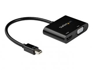 StarTech.com Mini DisplayPort to HDMI VGA Adapter, mDP 1.2 HBR2 to HDMI 2.0 (4K 60Hz) or VGA 1080p Video Converter Dongle, Mini DP to HDMI or VGA Monitor Adapter, Thunderbolt 2 Compatible - Multiport Video Dongle (MDP2VGAHD20) - Premium High Speed - adapt