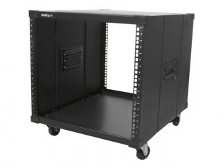 StarTech.com 9U Open Frame Rack with Wheels - 4 Post 23" Deep Portable Open Frame Cabinet for 19" Network, Data & Server Equipment - 220 lbs capacity (RK960CP) - rack - 9U