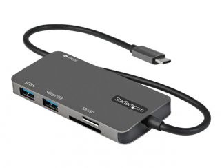 StarTech.com USB C Multiport Adapter, USB-C to 4K 30Hz HDMI, 100W Power Delivery Pass-through, SD/MicroSD Slot, 3-Port USB 3.0 Hub, USB Type-C Mini Dock, 12" (30cm) Long Attached Cable - Thunderbolt 3 Compatible (DKT30CHSDPD) - Docking station - USB-C / T