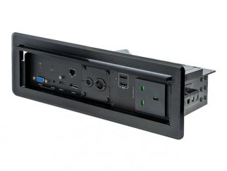 StarTech.com Conference Table Box for AV Connectivity & Power/Charging, 4K HDMI output w/ HDMI, DP, & VGA Inputs, GbE, Audio, Charging Station w/ 2x USB-A & 1x CE Certified UK Plug - Conference Room AV Connection (KITBXAVHDPUK) - docking station - USB - V