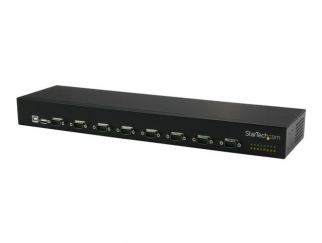 StarTech.com USB to Serial Hub - 8 Port - COM Port Retention - Rack Mount and Daisy Chainable - FTDI USB to RS232 Hub (ICUSB23208FD) - Serial adapter - USB 2.0 - RS-232 x 8 - black