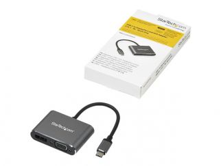 StarTech.com USB C Multiport Video Adapter, USB-C to 4K 60Hz DisplayPort 1.2 or 1080p VGA Monitor Adapter, USB Type-C 2-in-1 DP (HBR2 HDR)/VGA Display Converter- Thunderbolt 3 Compatible - USB-C 2 in 1 Adapter (CDP2DPVGA) - video adapter - 6.2 cm