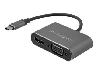 StarTech.com USB-C to VGA and HDMI Adapter - 2-in-1 - 4K 30Hz - Space Grey - Windows & Mac Compatible (CDP2HDVGA) - External video adapter - IT6222 - USB-C - HDMI, VGA - space grey