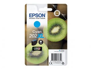 Epson Ink Cartridges, Claria" Premium Ink, 202XL, Kiwi, Singlepack, 1 x 8.5ml Cyan, High, XL