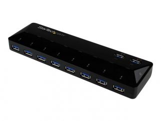 StarTech.com 10 Port USB 3.0 Hub with Charge & Sync Ports - 8 x USB-A, 2 x USB-A Fast Charge Ports - Multi Port Powered USB Hub (ST103008U2C) - USB peripheral sharing switch - 10 ports