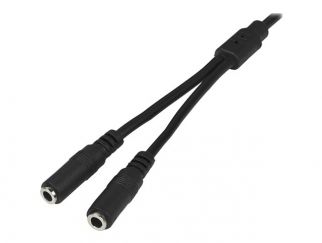 StarTech.com 3.5mm Audio Extension Cable - Slim Audio Splitter Y Cable and Headphone Extender - Male to 2x Female AUX Cable (MUY1MFFS) - Audio splitter - mini-phone stereo 3.5 mm male to mini-phone stereo 3.5 mm female - 20 cm - black - for P/N: MU15MMS, 