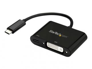 StarTech.com USB C to DVI Adapter with Power Delivery, 1080p USB Type-C to DVI-D Single Link Video Display Converter with Charging, 60W PD Pass-Through, Thunderbolt 3 Compatible, Black - USB-C Display Adapter (CDP2DVIUCP) - external video adapter - Parade