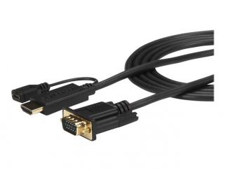 StarTech.com HDMI to VGA Cable - 6ft 2m - 1080p - Active Conversion - HDMI to VGA Adapter Cable for Your VGA Monitor / Display (HD2VGAMM6) - Adapter cable - HDMI, Micro-USB Type B (power only) to HD-15 (VGA) male - 2 m - black - active, 1920 x 1200 (WUXGA