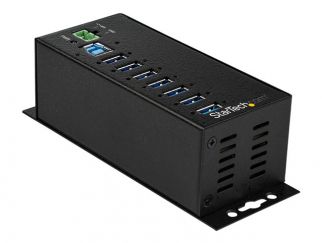 StarTech.com 7 Port USB Hub with Power Adapter, Surge Protection, Metal Industrial USB 3.0 Data Transfer Hub, Din Rail, Wall or Desk Mountable, High Speed USB 3.1/USB 3.2 Gen 1 5Gbps Hub - Windows/macOS/Linux (HB30A7AME) - Hub - 7 x USB 3.2 Gen 1 - DIN ra