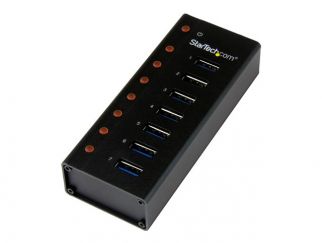 StarTech.com 7 Port USB 3.0 Hub (5 Gbps) - Metal Enclosure - Desktop or Wall Mountable - Rugged & industrial Powered USB Expander and Splitter Hub (ST7300U3M) - hub - 7 ports