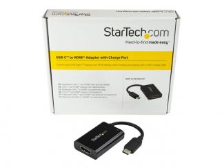 StarTech.com USB C to HDMI 2.0 Adapter with Power Delivery, 4K 60Hz USB Type-C to HDMI Display/Monitor Video Converter, 60W PD Pass-Through Charging Port, Thunderbolt 3 Compatible, Black - USB-C Display Adapter (CDP2HDUCP) - Adapter - 24 pin USB-C male to