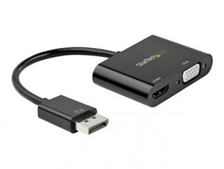 StarTech.com DisplayPort to HDMI VGA Adapter, DisplayPort 1.2 HBR2 to HDMI 2.0 (4K 60Hz) or VGA 1080p Converter Dongle, DP to HDMI or VGA Monitor Adapter, Digital Video Display Adapter - Multiport Video Dongle (DP2VGAHD20) - Adapter - DisplayPort male to 