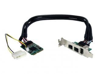 StarTech.com 3 Port 2b 1a 1394 Mini PCI Express FireWire Card Adapter - FireWire adapter - PCIe Mini Card - FireWire 800 - 2 ports + 1 x FireWire - MPEX1394B3 - FireWire adapter - PCIe Mini Card - FireWire 800 - 2 ports + 1 x FireWire