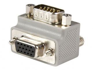 StarTech.com Right Angle VGA Adapter - Right Angle VGA to VGA - Male/Female - Type 2 - Male VGA to Female VGA (GC1515MFRA2) - VGA adapter - HD-15 (VGA) (M) to HD-15 (VGA) (F) - 90° connector - grey - for P/N: DP2VGAMM6B, HD2VGAMM6, MXTHQMM10MA, MXTHQMM15A