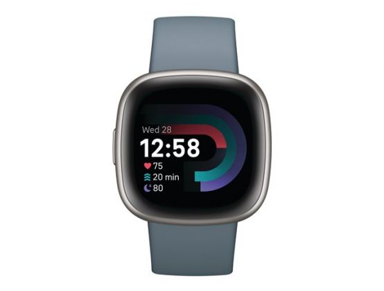 Fitbit Versa 4 40 mm platinum smart watch with band waterfall blue band size S L NFC Bluetooth Stone Group