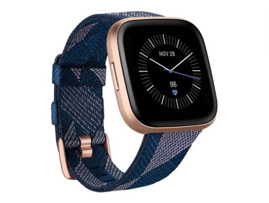 Fitbit Versa 2 Special Edition Copper rose smart watch with band woven jacquard navy Bluetooth 40 g Stone Group