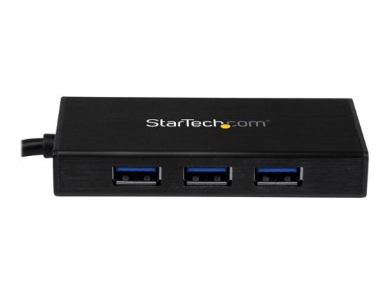 C2G USB-C to Ethernet Adapter with 3-Port USB Hub - Black