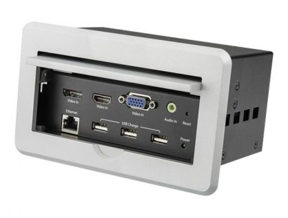 StarTech.com Conference Table Connectivity Pop up Box with AV and Data Ports - HDMI, VGA, DisplayPort to 4K HDMI Output (BOX4HDECP2) - mounting plate