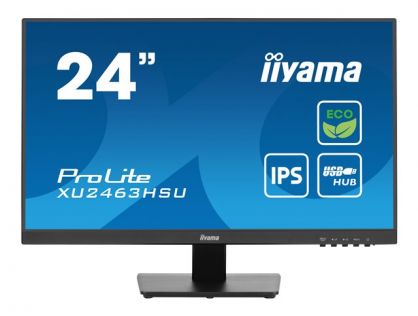 iiyama ProLite XU2463HSU-B1 - LED monitor - 24" (23.8" viewable) - 1920 x 1080 Full HD (1080p) @ 100 Hz - IPS - 250 cd/m² - 1300:1 - 3 ms - HDMI, DisplayPort - speakers - black, matte