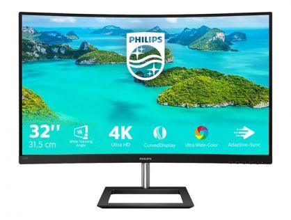 Philips E-line 328E1CA - LED monitor - curved - 32" (31.5" viewable) - 3840 x 2160 4K @ 60 Hz - VA - 250 cd/m² - 2500:1 - 4 ms - 2xHDMI, DisplayPort - speakers - textured black