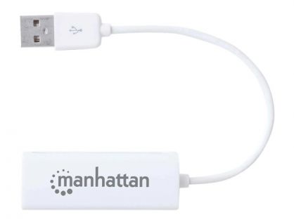 Manhattan USB-A Fast Ethernet Adapter, 10/100 Mbps Network, 480 Mbps (USB 2.0), Hi-Speed USB, RJ45, White, Three Year Warranty, Blister - network adapter - USB 2.0 - Gigabit Ethernet x 1