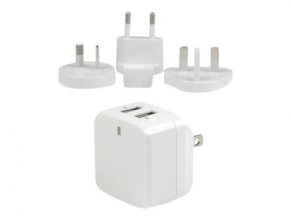 StarTech.com Dual Port USB Wall Charger 17W/3.4A - Travel Charger 110V/220V - Power adapter - 17 Watt - 3.4 A - 2 output connectors (USB) - white - for P/N: USBLT1MWS, USBLT2MBR, USBLT2MW, USBLT30CMW, USBLTM1MBK, USBLTM1MWH, VID2VGATV3