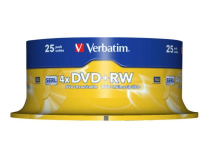 DVD+RW 4.7GB 4X SCRATCH RESISTANT 25PK SPINDEL