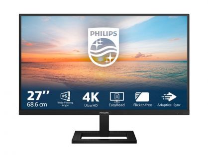 Philips 27E1N1900AE - 1000 Series - LED monitor - 27" - 3840 x 2160 4K UHD (2160p) @ 60 Hz - IPS - 350 cd/m² - 1000:1 - HDR10 - 4 ms - 2xHDMI, USB-C - speakers - black