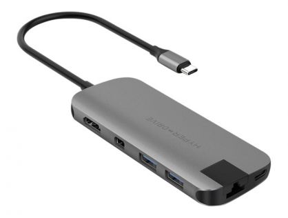 HyperDrive Slim 8-in-1 Hub - Docking station - USB-C - HDMI, Mini DP - 1GbE