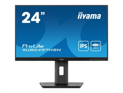 iiyama ProLite XUB2497HSN-B1 - LED monitor - 24" (23.8" viewable) - 1920 x 1080 Full HD (1080p) @ 100 Hz - IPS - 250 cd/m² - 1300:1 - 1 ms - HDMI, DisplayPort, USB-C - speakers - black, matte