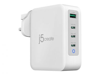 130W GAN USB-C 4-PORT CHARGER - UK WHITE GREY