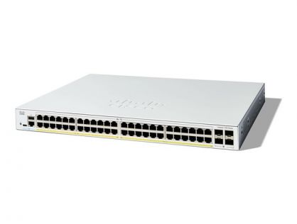 Cisco Catalyst 1300-48P-4G - Switch - L3 - Managed - 48 x 10/100/1000 (PoE+) + 4 x Gigabit SFP - rack-mountable - PoE+ (375 W)