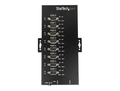 StarTech.com 8 Port Serial Hub USB to RS232/RS485/RS422 Adapter, Industrial USB 2.0 to DB9 Serial Converter Hub, IP30 Rated, Din Rail Mountable Metal Serial Hub, 15kV ESD Protection - 6ft Locking Cable Incl - serial adapter - USB 2.0 - RS-232/422/485 x 8 