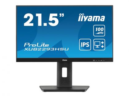 iiyama ProLite XUB2293HSU-B6 - LED monitor - 22" (21.5" viewable) - 1920 x 1080 Full HD (1080p) @ 100 Hz - IPS - 250 cd/m² - 1000:1 - 1 ms - HDMI, DisplayPort - speakers - black, matte