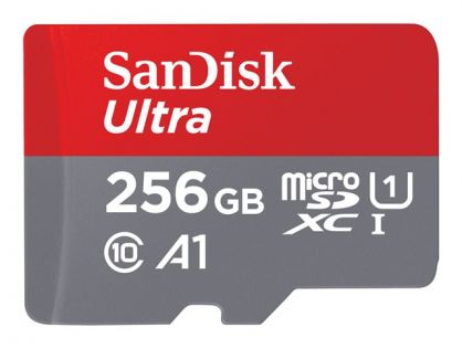 SanDisk Ultra - Flash memory card (microSDXC to SD adapter included) - 256 GB - A1 / UHS Class 1 / Class10 - microSDXC UHS-I