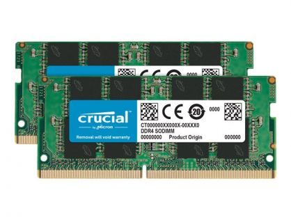Crucial - DDR4 - kit - 64 GB: 2 x 32 GB - SO-DIMM 260-pin - 3200 MHz / PC4-25600 - CL22 - 1.2 V - unbuffered - non-ECC