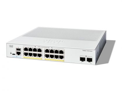 Cisco Catalyst 1300-16P-2G - Switch - L3 - Managed - 16 x 10/100/1000 (PoE+) + 2 x Gigabit SFP - rack-mountable - PoE+ (120 W)