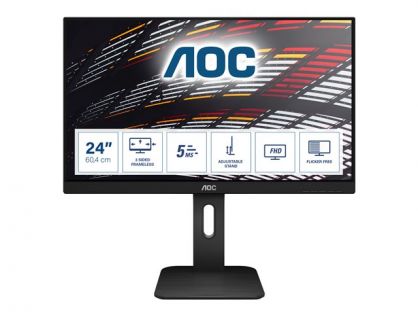 AOC 24P1 - LED monitor - 23.8" - 1920 x 1080 Full HD (1080p) @ 60 Hz - IPS - 250 cd/m² - 1000:1 - 5 ms - HDMI, DVI, DisplayPort, VGA - speakers