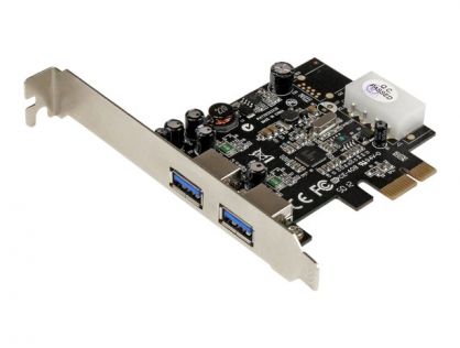 StarTech.com 2 Port PCI Express (PCIe) SuperSpeed USB 3.0 Card Adapter with UASP - LP4 Power - Dual Port USB 3 PCIe Controller (PEXUSB3S25) - USB adapter - PCIe - USB 3.0 x 2 - for P/N: CFASTRWU3, S251SMU33EP, ST103008U2C, ST53004U1C, ST7300U3M, ST93007U2