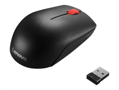 Lenovo Essential Compact - Mouse - right and left-handed - 3 buttons - wireless - 2.4 GHz - USB wireless receiver - black - OEM