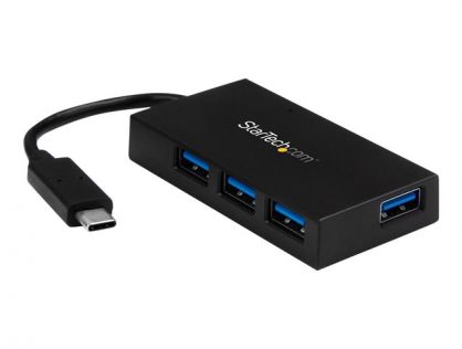 StarTech.com 4 Port USB C Hub with 4x USB-A Ports USB 3.0 (USB 3.1/3.2 Gen 1 SuperSpeed 5Gbps), USB Bus or Self Power, Portable USB Type-C to USB-A BC 1.2 Charging Hub w/Power Adapter - Windows/macOS/Linux (HB30C4AFS) - Hub - 4 x SuperSpeed USB 3.0 - desk