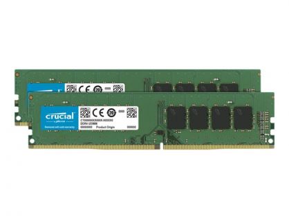 Crucial - DDR4 - kit - 16 GB: 2 x 8 GB - DIMM 288-pin - 3200 MHz / PC4-25600 - CL22 - 1.2 V - unbuffered - non-ECC