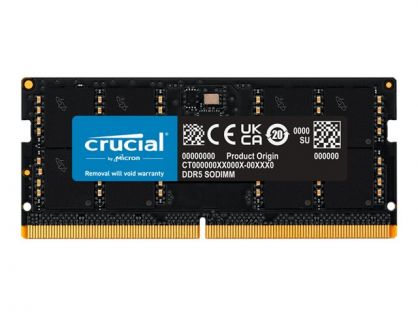 Crucial - DDR5 - module - 32 GB - SO-DIMM 262-pin - 4800 MHz / PC5-38400 - CL40 - 1.1 V - unbuffered - non-ECC