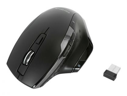 Targus - Mouse - antimicrobial - ergonomic - right-handed - 7 buttons - wireless - 2.4 GHz - USB wireless receiver - black