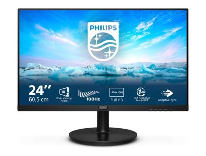 Philips V-line 241V8LAB - LED monitor - 24" (23.8" viewable) - 1920 x 1080 Full HD (1080p) @ 100 Hz - VA - 250 cd/m² - 4000:1 - 4 ms - HDMI, VGA - speakers - textured black