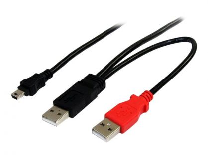StarTech.com 6 ft USB Y Cable for External Hard Drive - USB A to mini B - USB cable - USB (M) to mini-USB Type B (M) - USB 2.0 - 6 ft - black - USB2HABMY6 - USB cable - USB to mini-USB Type B - 1.8 m